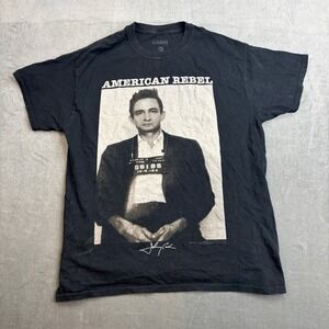 VTG Johnny Cash American Rebel Graphic T-Shirt Black Men's Medium